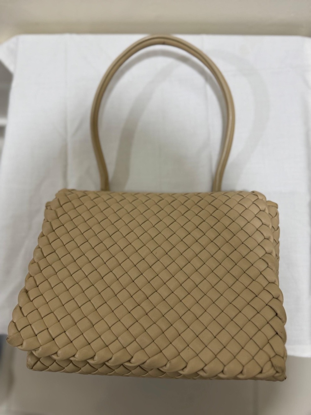 BOTTEGA VENETA Nappa Intrecciato Patti Top Handle Bag - Cream - Picture 11 of 15